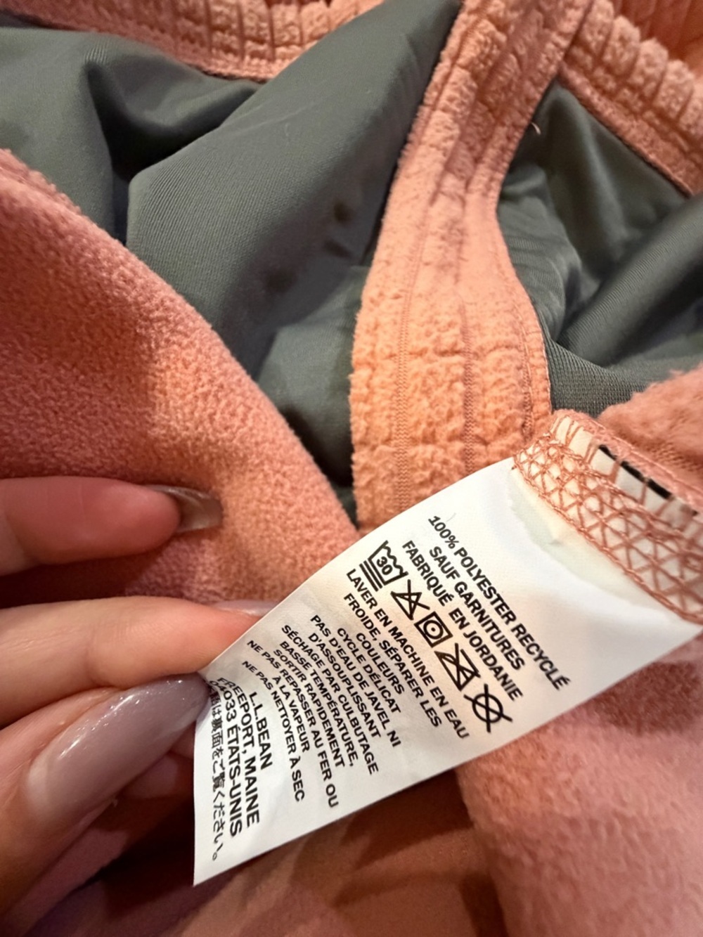 L.L. Bean Peach Coral Fleece Jacket with Slate Lining - Picture 4 of 4